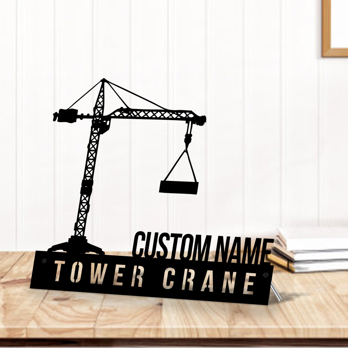 Custom Tower Crane Desk Name P - Heavy Equipment Sign ulasan dan harga