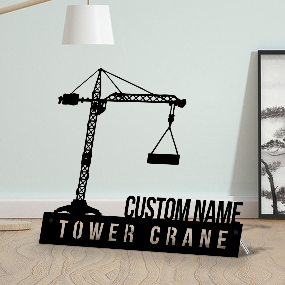 Custom Tower Crane Desk Name P - Heavy Equipment Sign ulasan dan harga