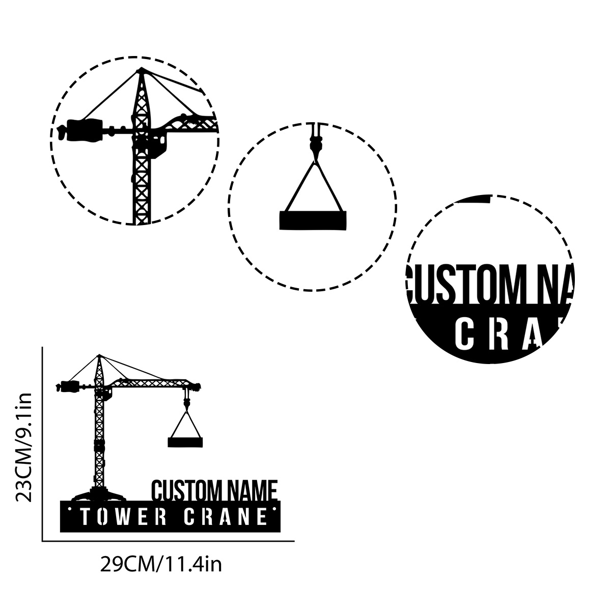 Custom Tower Crane Desk Name P - Heavy Equipment Sign ulasan dan harga